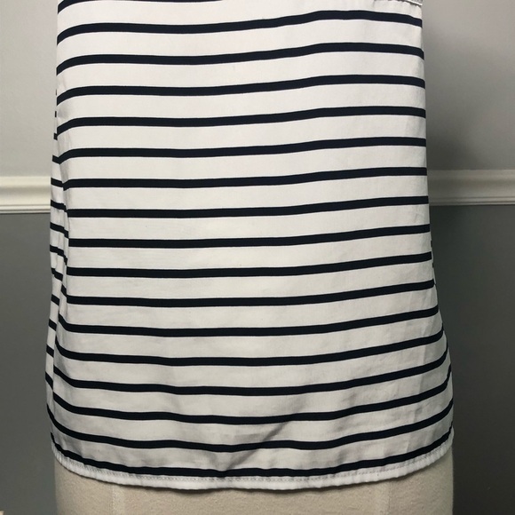 Gap Navy & White Striped Cap Sleeve Split Neck Top - Picture 3 of 8